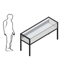 Vetrina espositiva a tavolo linea ARGURION, telaio in alluminio, cm 180x60x100h.