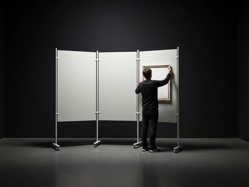 Composizione su ruote Expo pannelli in lamiera punzonata