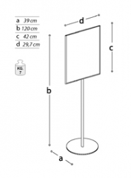 Pannello informativi EXPO'  a "leggio verticale" con  base tonda. 
